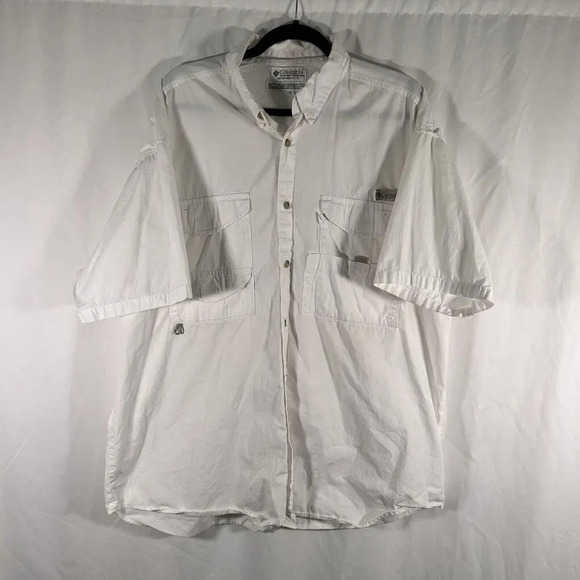 Columbia PFG Shirt Men's XL White Button Up Short Sleeve Mesh Lined Fishing - Picture 1 of 12